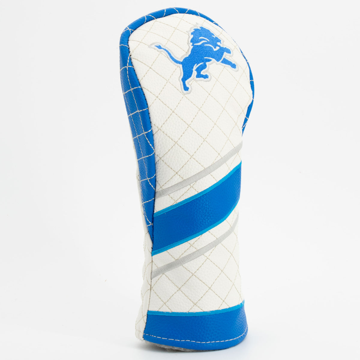 Detroit Lions Striped Quilted Fairway Headcover, close-up of the diamond stitching and textured exterior