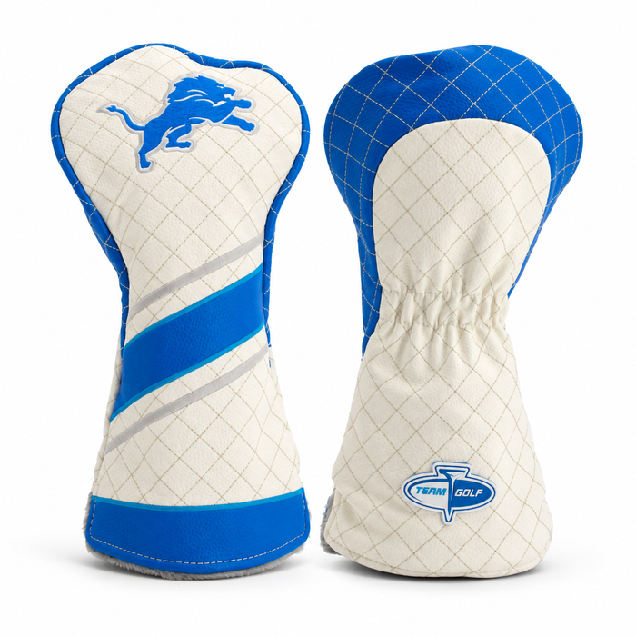 Detroit Lions Striped Quilted Driver Headcover, front and back views