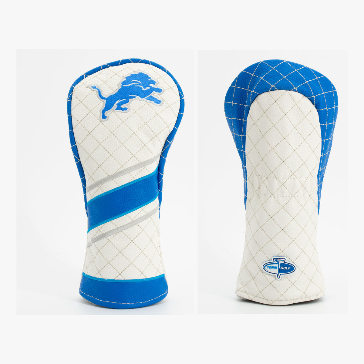 Detroit Lions Striped Quilted Fairway Headcover, front and back views