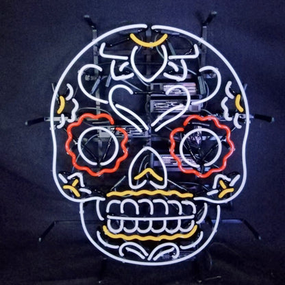 Dia De Los Muertos Hanuted Skull Death Mask Neon Signs - Club Rehab