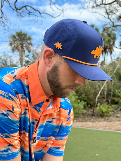 Dino Nugget Golf Hat | Snapback Cap | Built-in Magnetic Ball Marker Holder + Marker Included | Dinosaur Chicken | Adjustable - Club Rehab