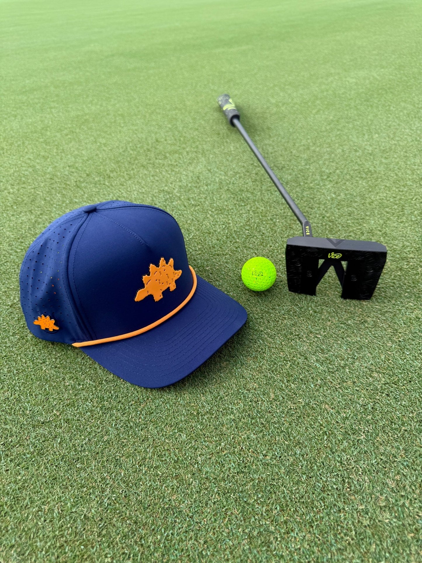Dino Nugget Golf Hat | Snapback Cap | Built-in Magnetic Ball Marker Holder + Marker Included | Dinosaur Chicken | Adjustable - Club Rehab