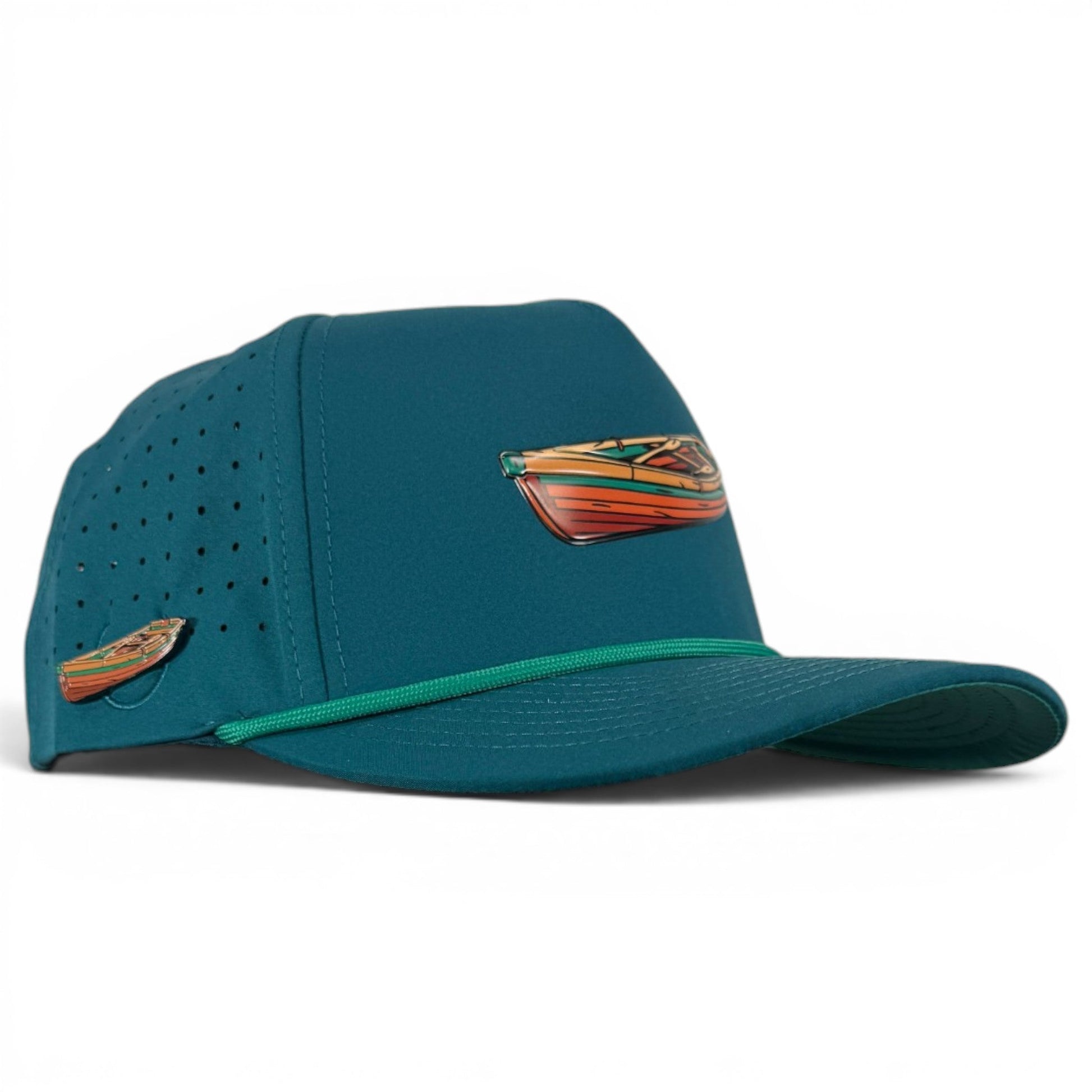 Driftwood Golf Hat | Snapback Cap | Built-in Magnetic Ball Marker Holder + Marker Included | Adjustable | Wood Boat Teal - Club Rehab