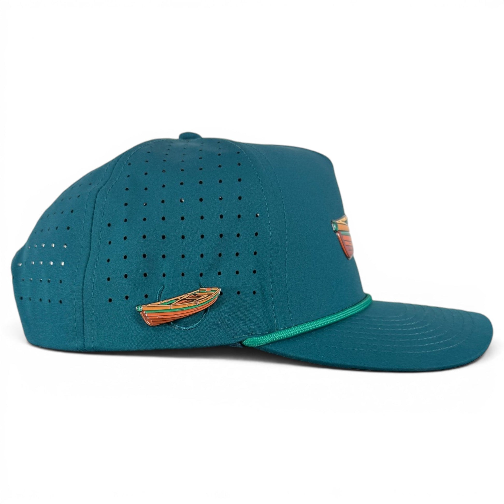 Driftwood Golf Hat | Snapback Cap | Built-in Magnetic Ball Marker Holder + Marker Included | Adjustable | Wood Boat Teal - Club Rehab