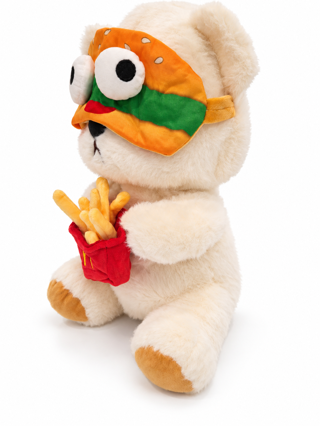 Side view of Drive-Thru Bear headcover with burger mask and fries details