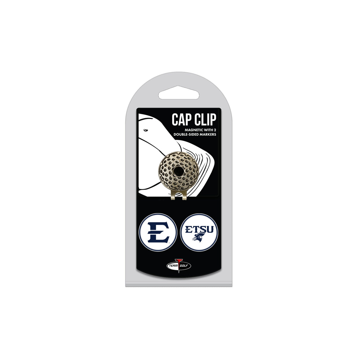 EAST TENN ST hat clip with two golf ball markers