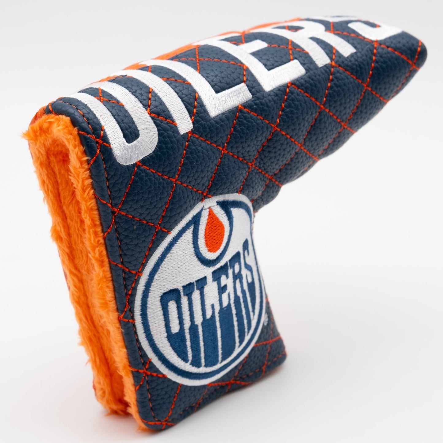 Edmonton Oilers split blade putter quilted golf headcover alternate view