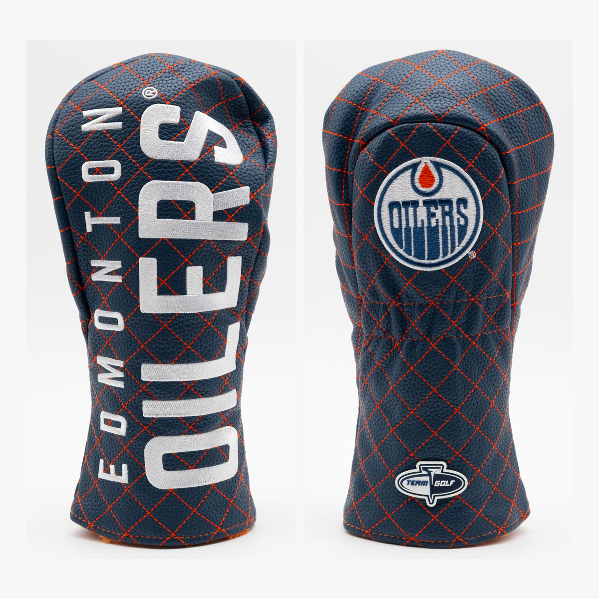 Edmonton Oilers Solid Quilted Fairway Headcover, front and back views