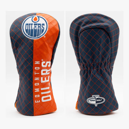 Edmonton Oilers Split Quilted Driver Headcover, front and back views
