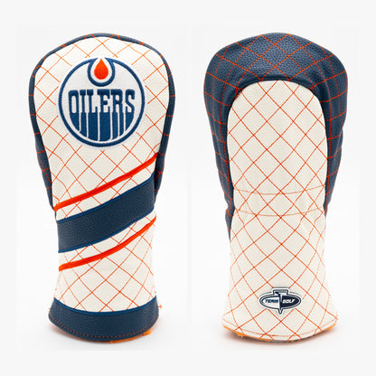 Edmonton Oilers Striped Quilted Fairway Headcover, front and back views