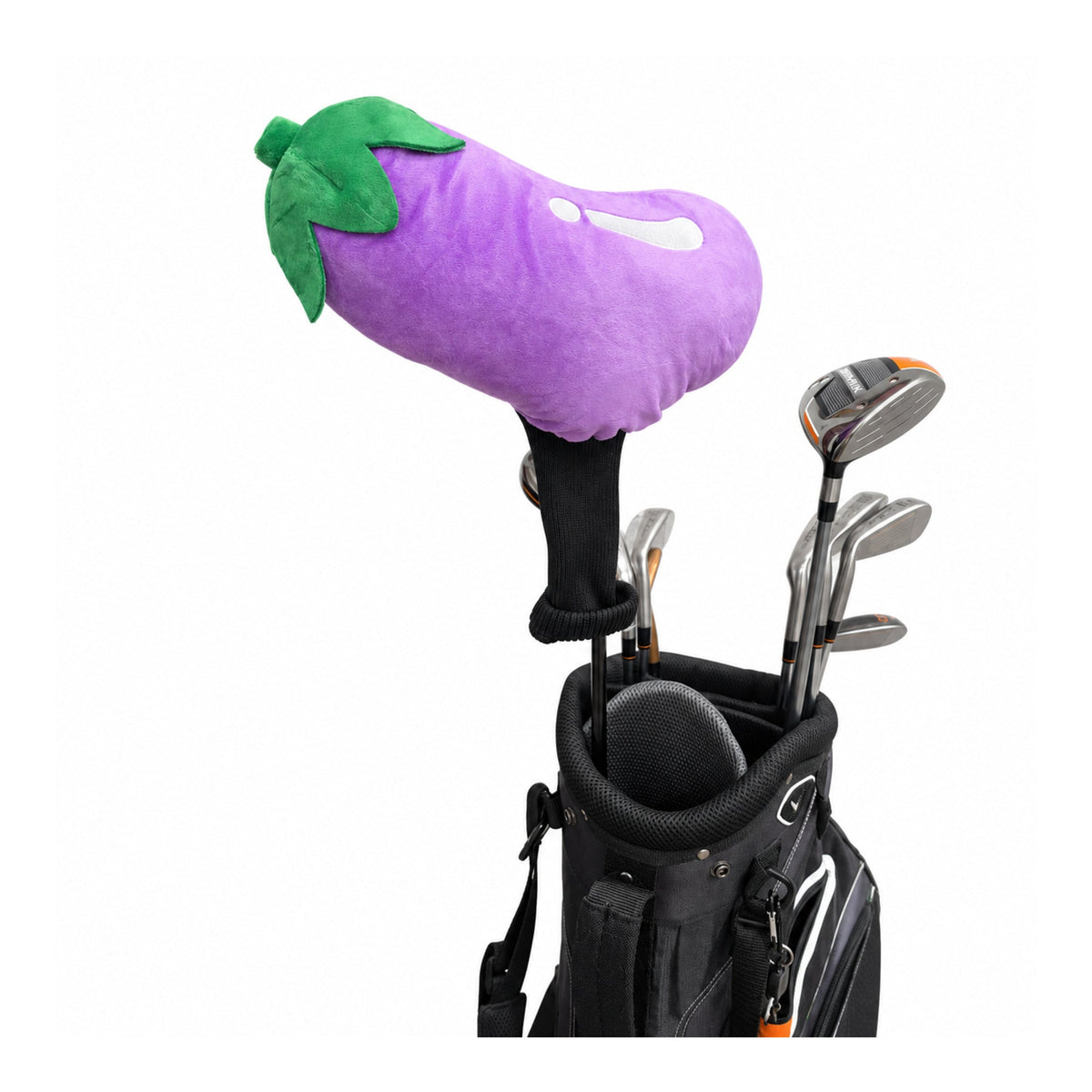 Eggplant driver headcover, in bag front view