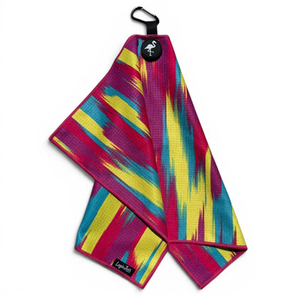 Electric Mirage Golf Towel | 24” x 16” Microfiber Towel | Magnetic Clip & Carabiner | Premium Golf Accessory - Club Rehab