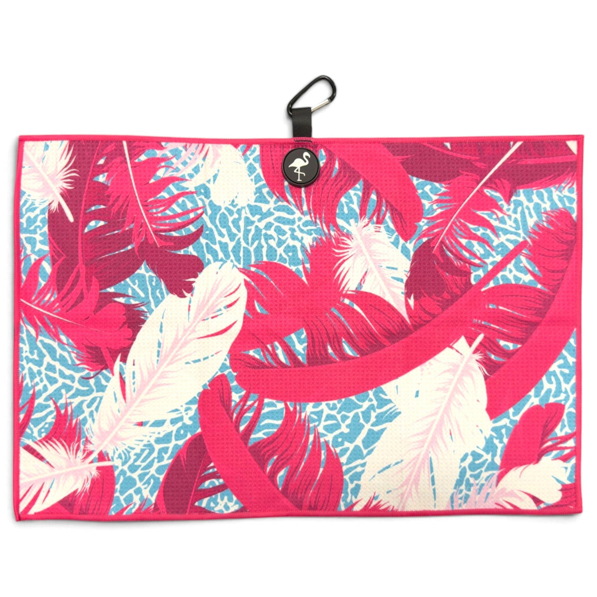 Elephant Meets Flamingo Golf Towel | 24” x 16” Microfiber Towel | Magnetic Clip & Carabiner | Premium Golf Accessory - Club Rehab
