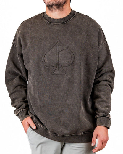 Embossed Spade Crewneck - Washed Iron - S - Club Rehab