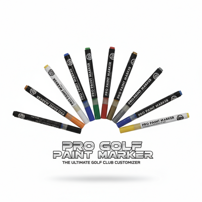 Set of Pro Golf Paint Markers with color swatches on a white background