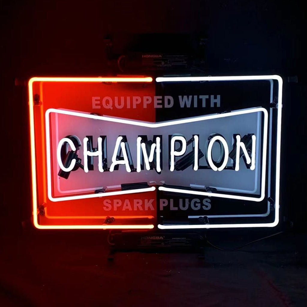 Equipped with Champion Spark Plugs Neon Signs Light - Club Rehab