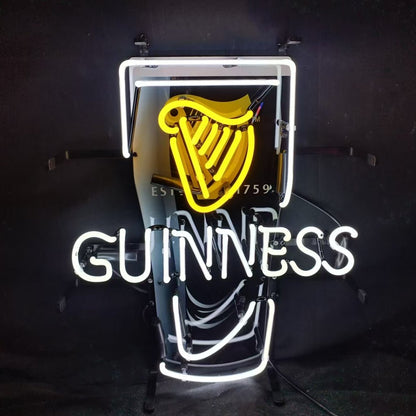 Estd 1759 Guinness Harp Lager Black Can Neon Signs - 15"x19" - Club Rehab