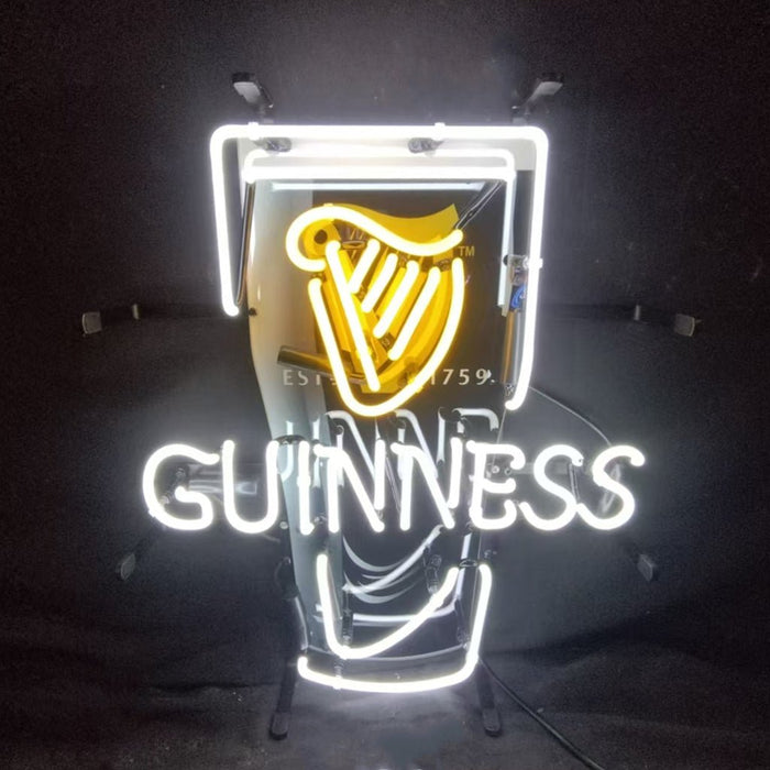 Estd 1759 Guinness Harp Lager Black Can Neon Signs - 15"x19" - Club Rehab