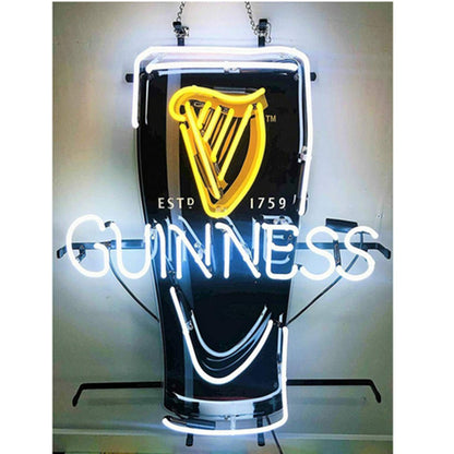Estd 1759 Guinness Harp Lager Black Can Neon Signs - 20"x24" - Club Rehab
