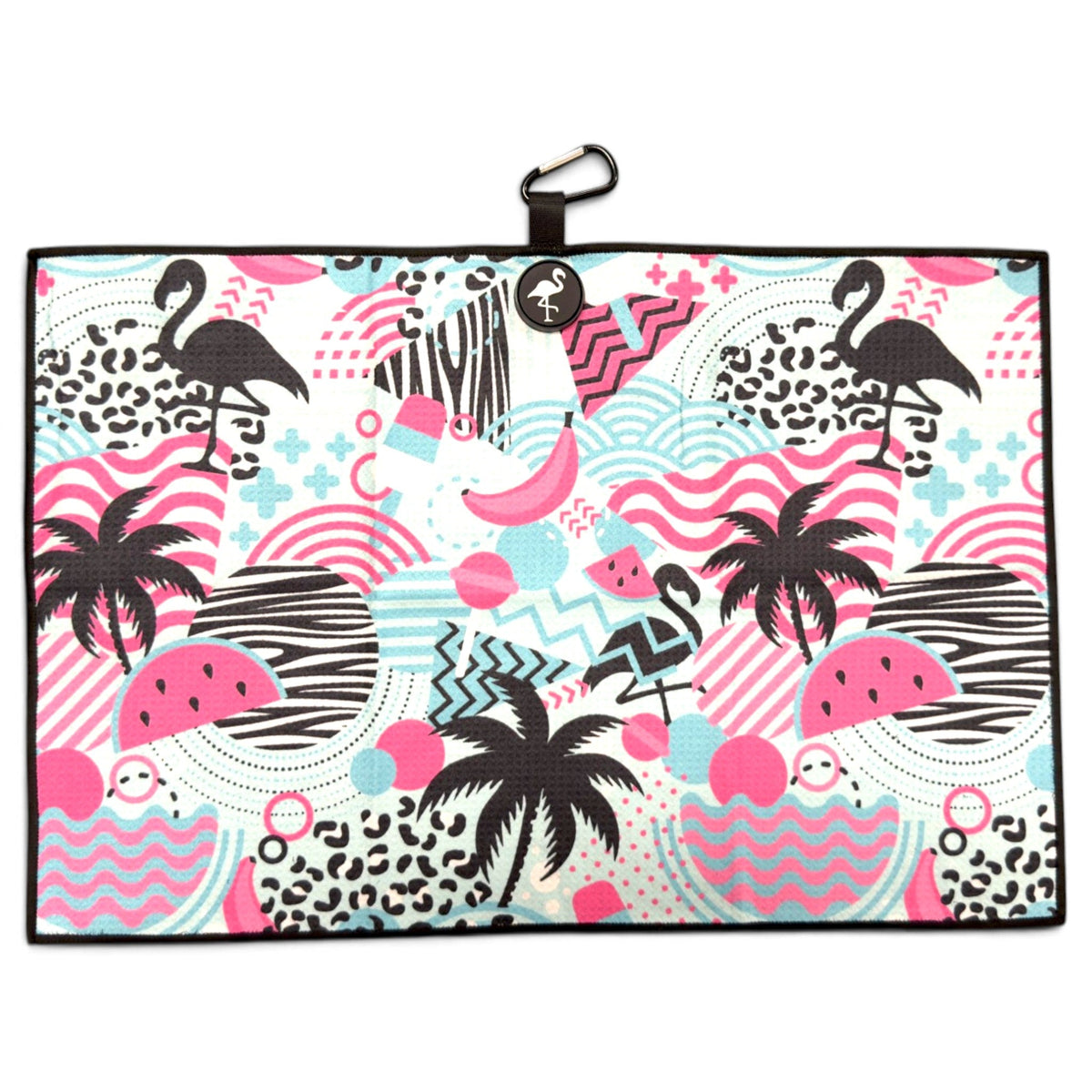 Exotic Flock Golf Towel | 24” x 16” Microfiber Towel | Magnetic Clip & Carabiner | Premium Golf Accessory - Club Rehab