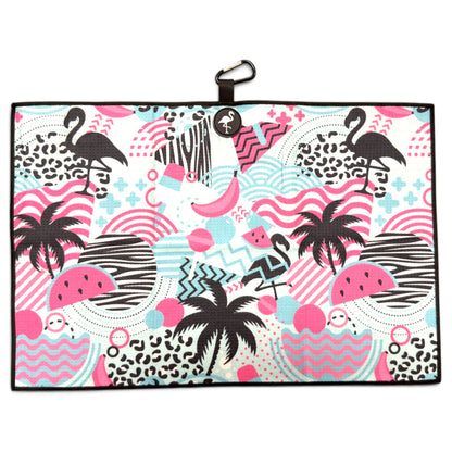 Exotic Flock Golf Towel | 24” x 16” Microfiber Towel | Magnetic Clip & Carabiner | Premium Golf Accessory - Club Rehab