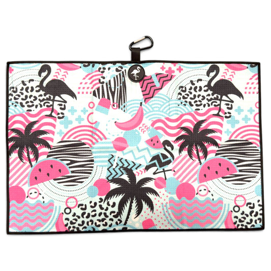 Exotic Flock Golf Towel | 24” x 16” Microfiber Towel | Magnetic Clip & Carabiner | Premium Golf Accessory - Club Rehab