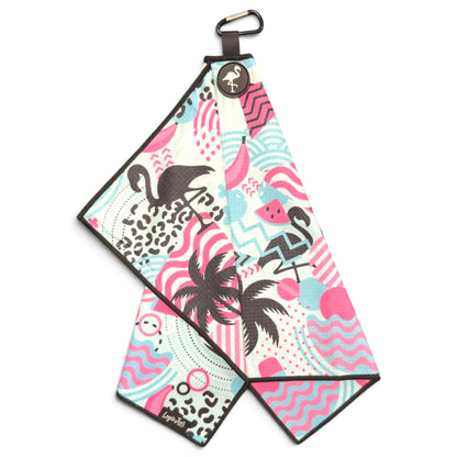 Exotic Flock Golf Towel | 24” x 16” Microfiber Towel | Magnetic Clip & Carabiner | Premium Golf Accessory - Club Rehab