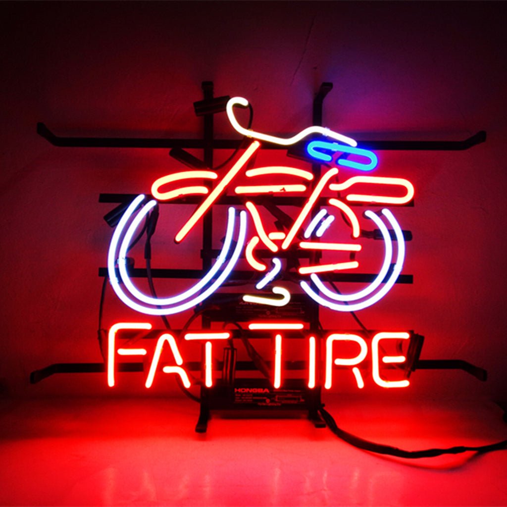 Fat Tire Bicycle Bike Neon Signs Light - Red - Club Rehab