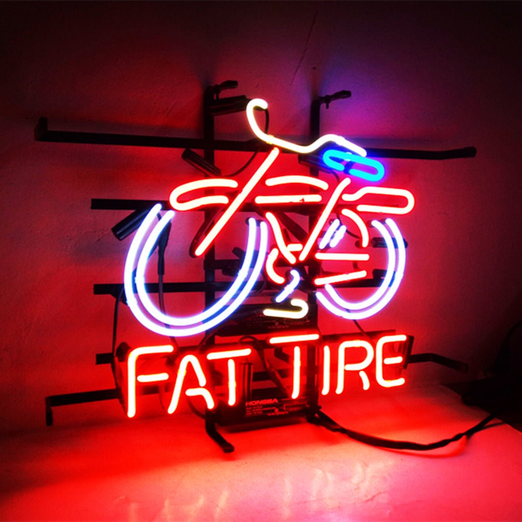 Fat Tire Bicycle Bike Neon Signs Light - Blue - Club Rehab