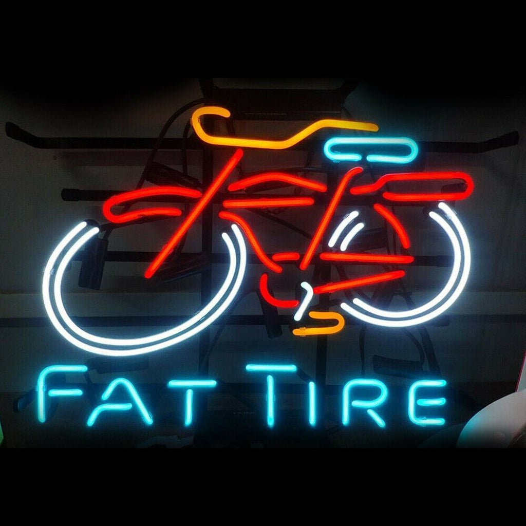 Fat Tire Bicycle Bike Neon Signs Light - Blue - Club Rehab