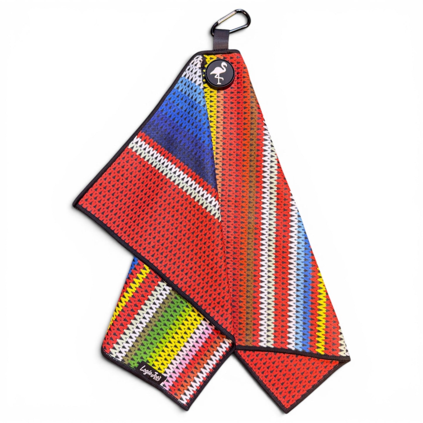 Fiesta Stripe Golf Towel | 24” x 16” Microfiber Towel | Magnetic Clip & Carabiner | Premium Golf Accessory - Club Rehab