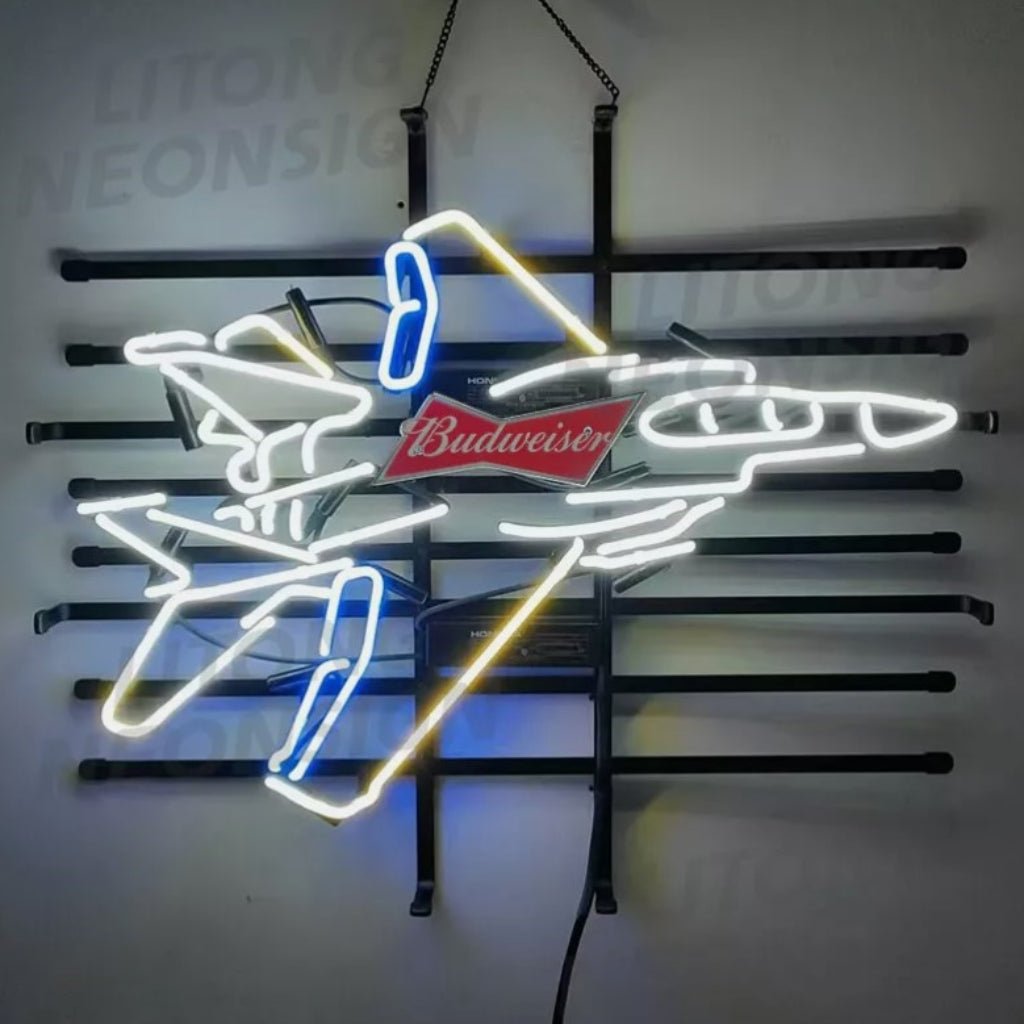 Fighter Plane Budweiser Beer Neon Signs - Club Rehab