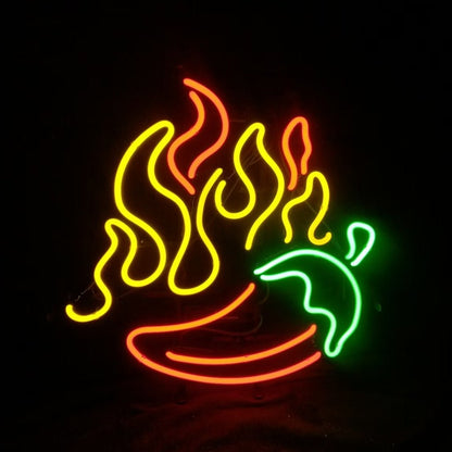 Fire BBQ Pepper Neon Signs - Club Rehab