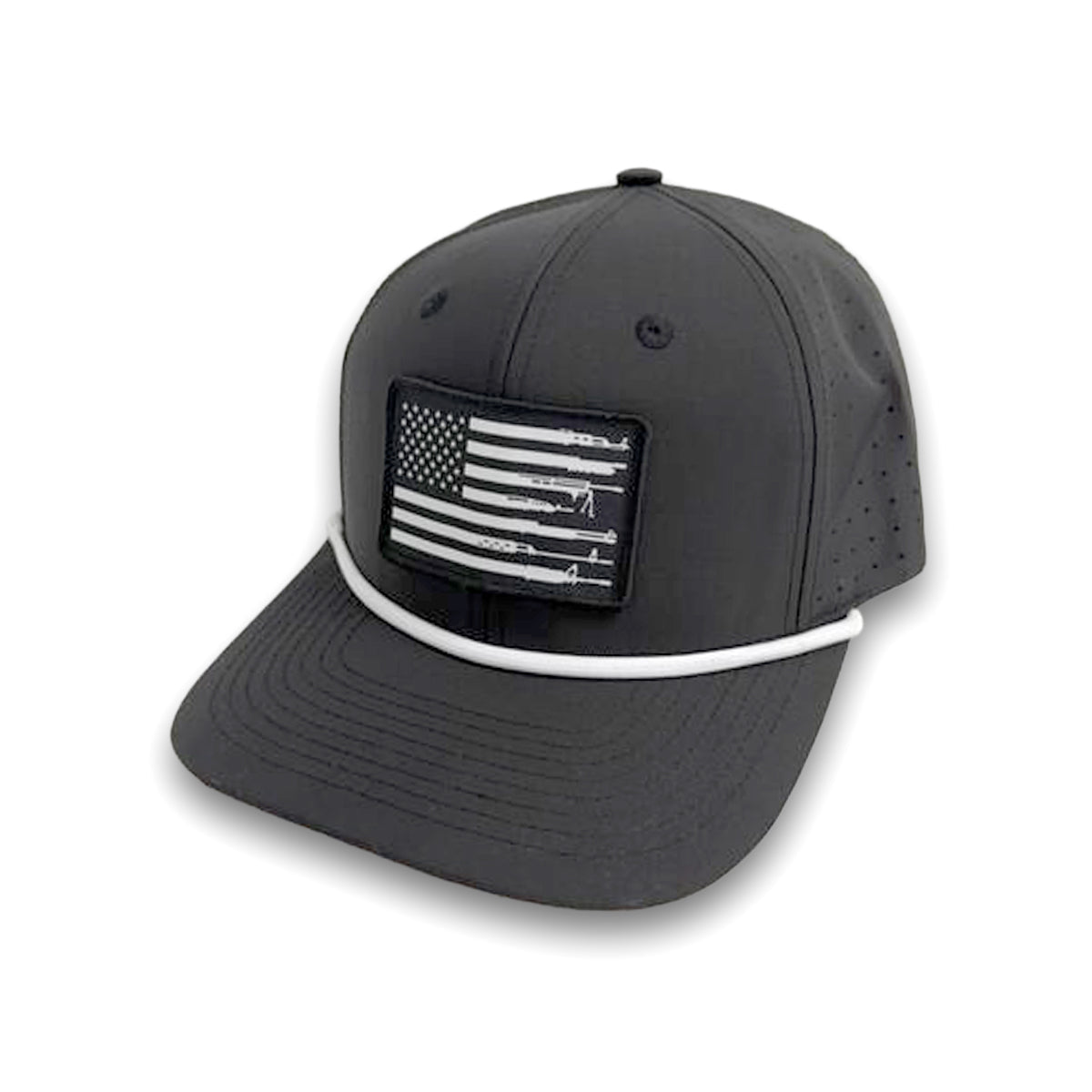 Firearm Flag Woven Patch Hat - Performance Rope Hat Black - Club Rehab