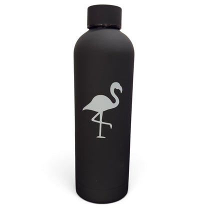 Flamingo Hydration Bottle | 24oz Insulated Stainless Steel | Screw On Lid - Black - Club Rehab