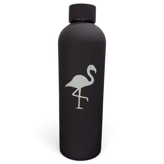 Flamingo Hydration Bottle | 24oz Insulated Stainless Steel | Screw On Lid - Black - Club Rehab
