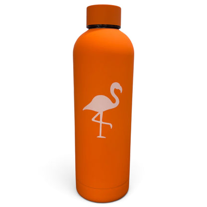 Flamingo Hydration Bottle | 24oz Insulated Stainless Steel | Screw On Lid - Orange - Club Rehab