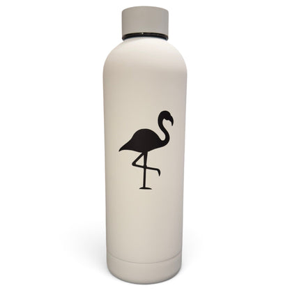 Flamingo Hydration Bottle | 24oz Insulated Stainless Steel | Screw On Lid - White - Club Rehab
