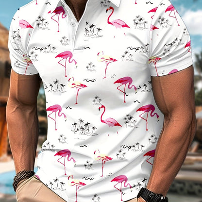 Flamingo Paradise Men’s Short Sleeve Golf Shirt - Club Rehab - Polo shirtM(38)45372927377600|45372927410368|45372927443136|45372927475904|45372927508672