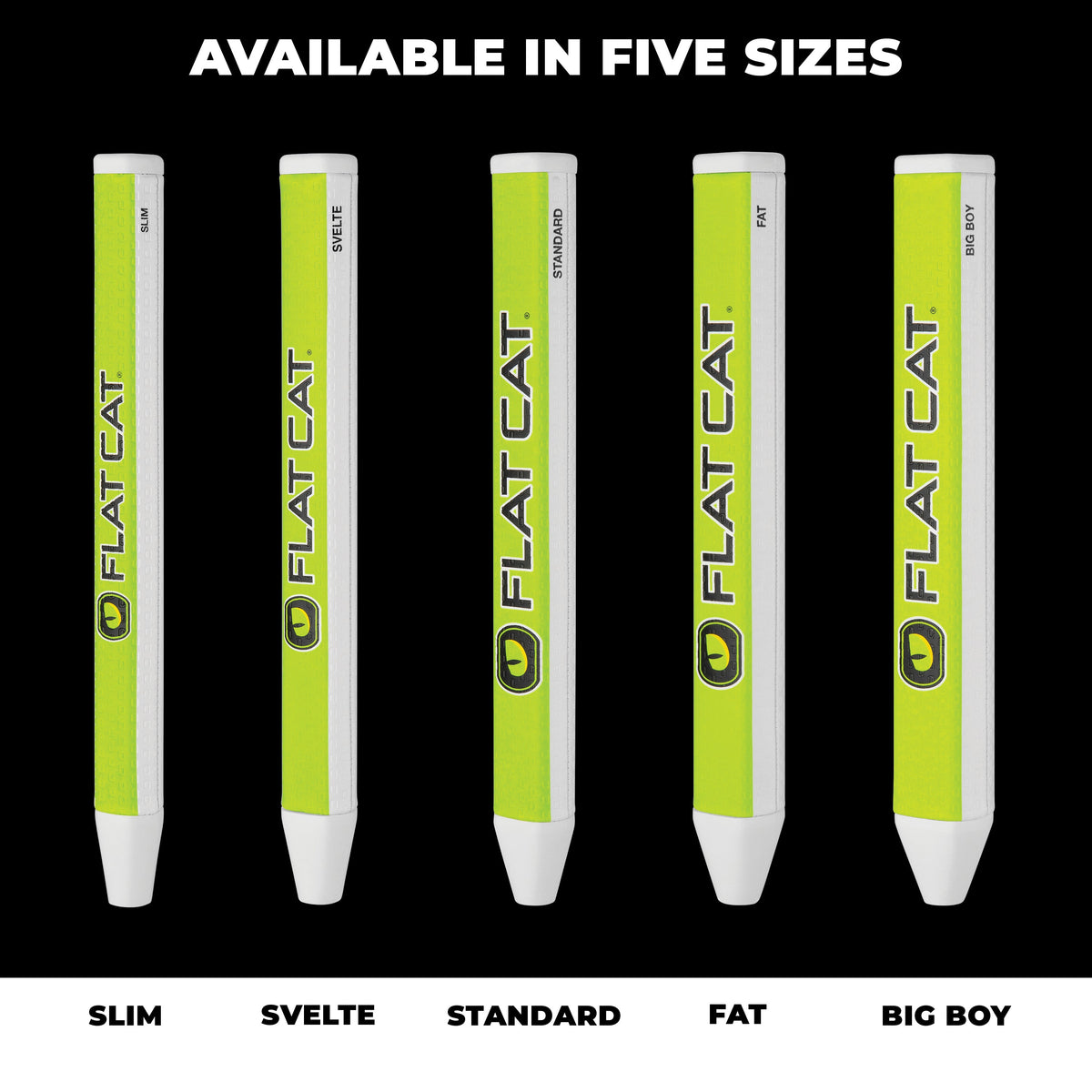 FLAT CAT Original Putter Grip - Five-size profile comparison