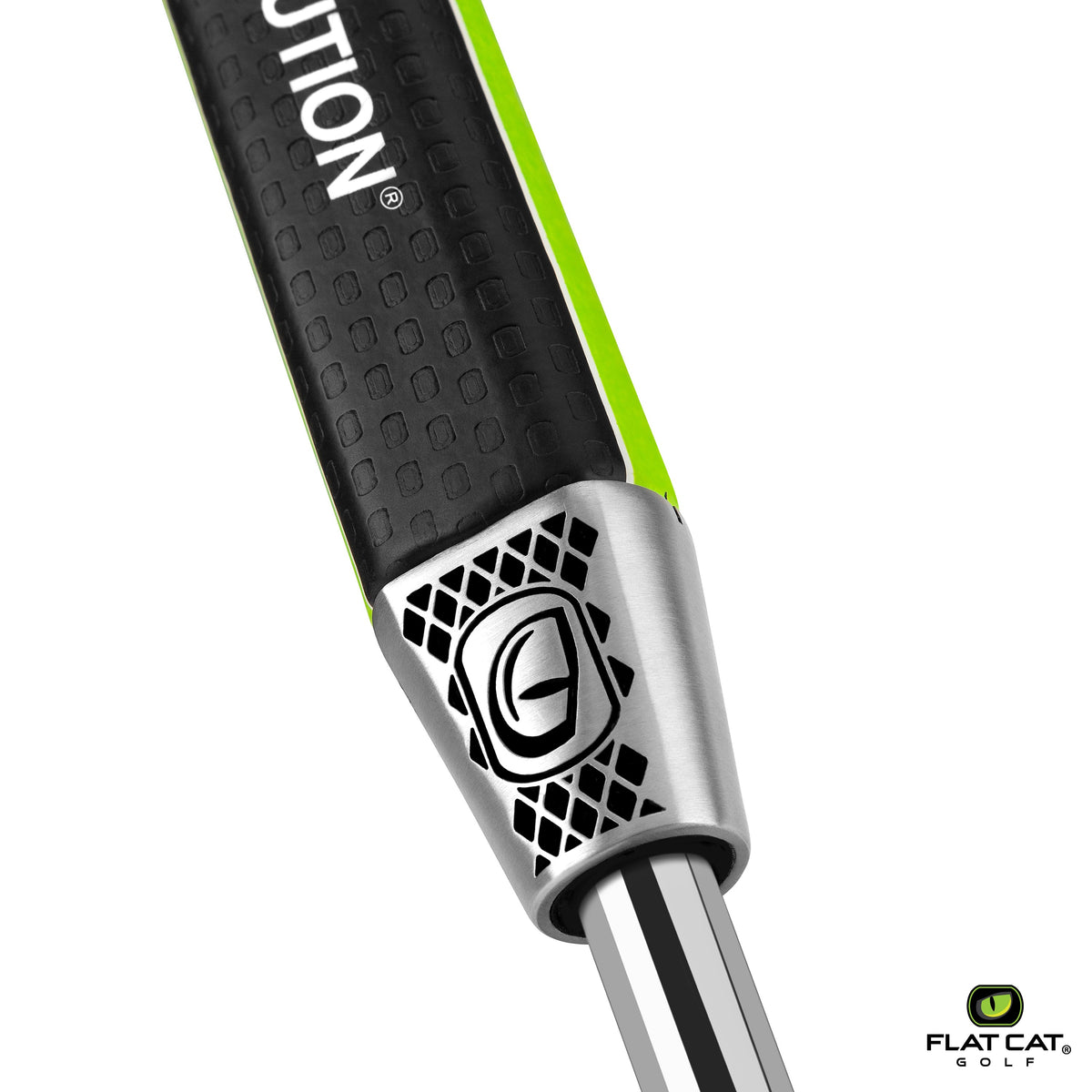 FLAT CAT Solution Putter Grip — Weighted stainless-steel cone detail