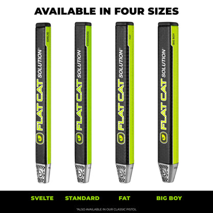 FLAT CAT Solution Putter Grip — Svelte, Standard, Fat and Big Boy size comparison
