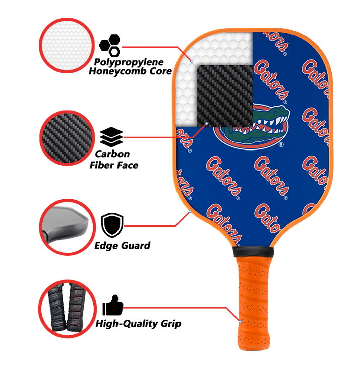 Florida Gators Pickleball Paddle | Carbon Fiber Face | 12mm Core - Club Rehab