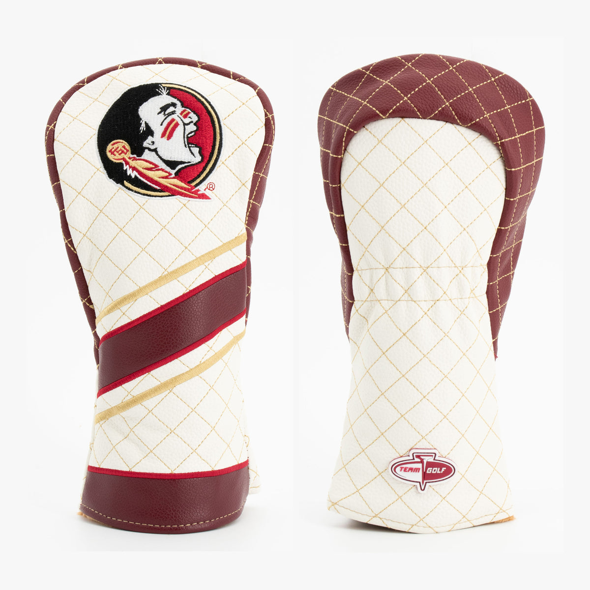 Florida State Seminoles Striped Quilted Fairway Headcover, front and back views