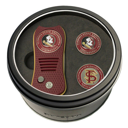 Florida State Seminoles Switchblade divot tool and ball marker tin gift set