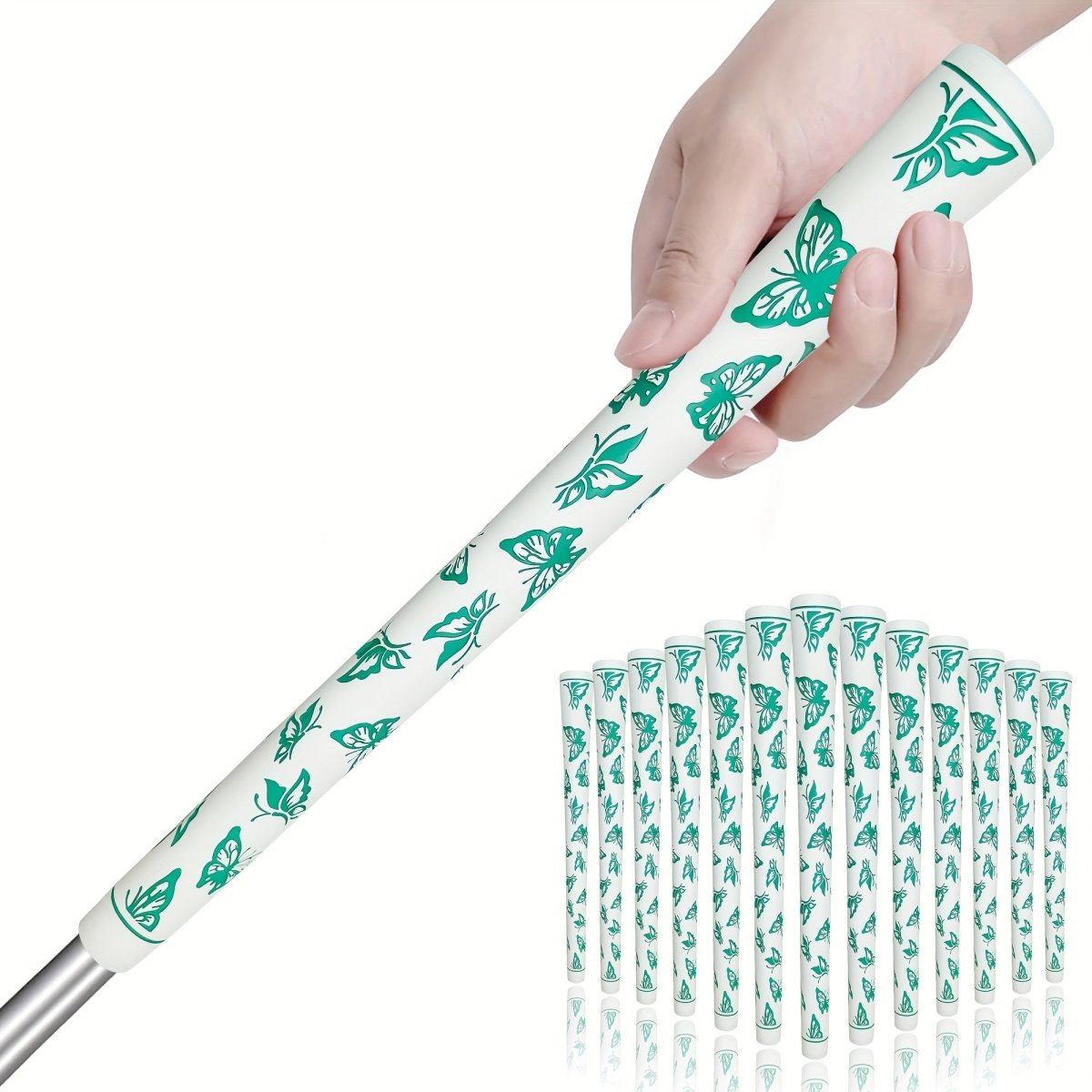 FlutterGrip - Superior Stability with a Stylish Twist 13pcs Golf Grips Set - Club Rehab - GripButterfly - Green45376797245632