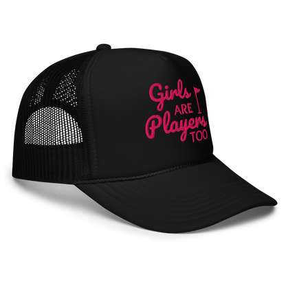 Girls Are Players, Too Embroidered Golf Trucker Hat