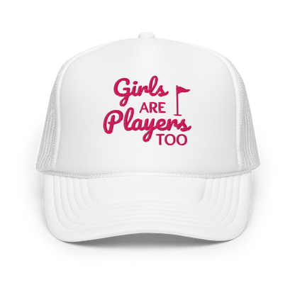 Girls Are Players, Too Embroidered Golf Trucker Hat