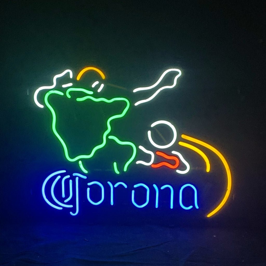 Football Player with Corona Extra Neon Sign Light - 17"x14" - Club Rehab