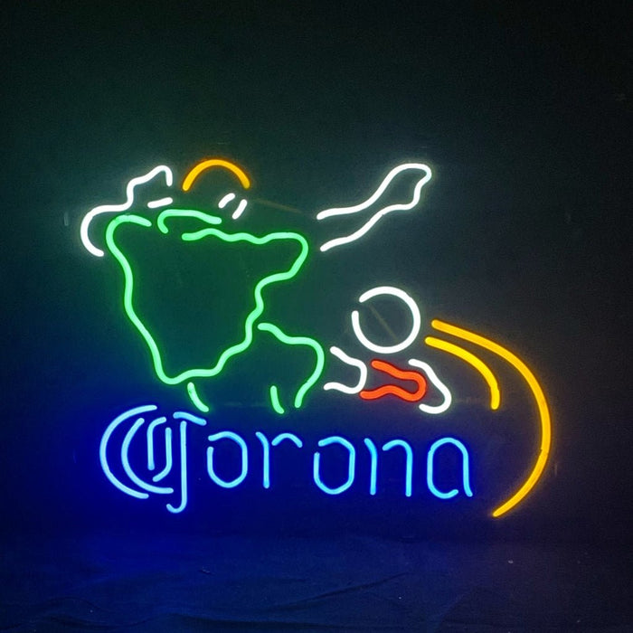 Football Player with Corona Extra Neon Sign Light - 17"x14" - Club Rehab
